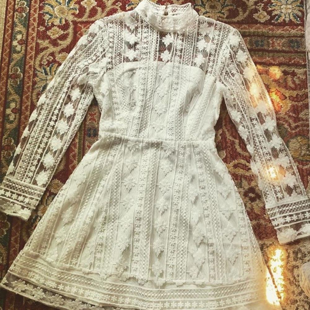White lace mini dress